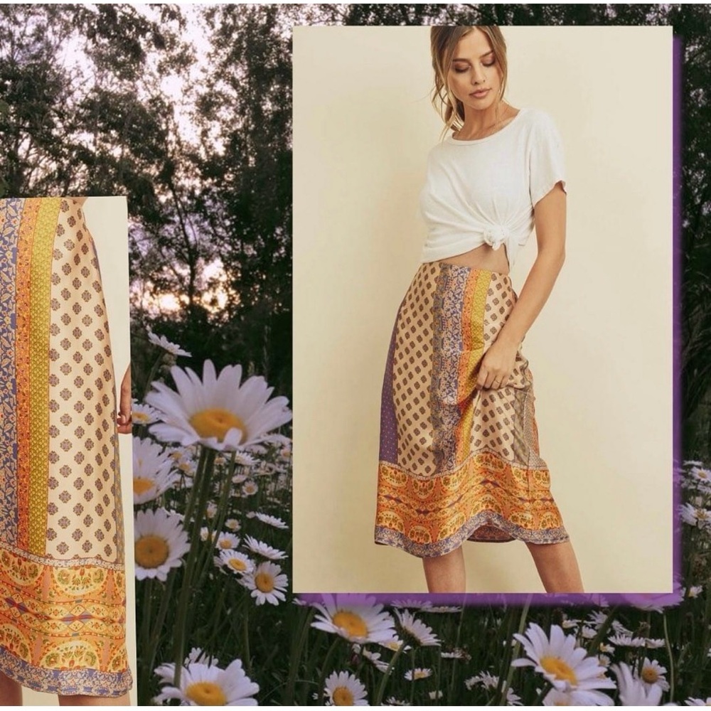 Dress Forum Paisley Silky Midi Skirt